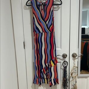 Anthropologie Multicolor Striped High Low Dress